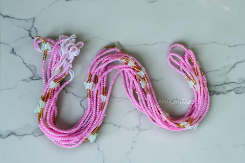 Waist Beads / Afrikanische Taillenkette - Rosa Butterfly Damilola (Traditionelle nicht elastische Schnur)