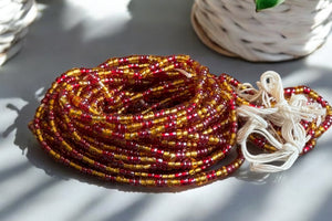 Waist Beads / Afrikanische Taillenkette - Bobo - Rot / Gold (Traditionelle nicht elastische Schnur)