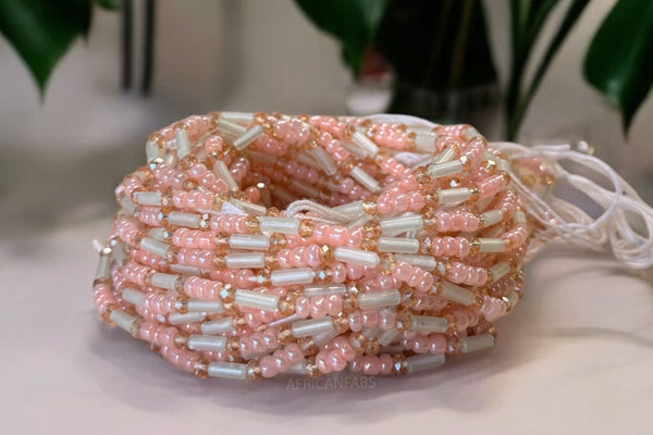 (Wichtig: bitte lesen) Waist Beads / Afrikanische Taillenkette - Rosa Mix (Traditionelle nicht elastische Schnur) 