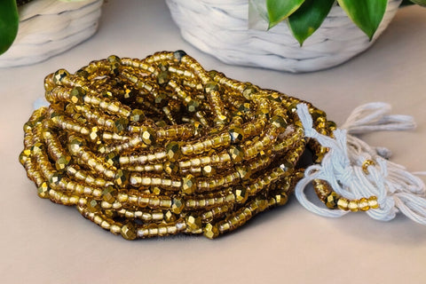 (Wichtig: bitte lesen) Waist Beads / Afrikanische Taillenkette - Gold (Traditionelle nicht elastische Schnur) 