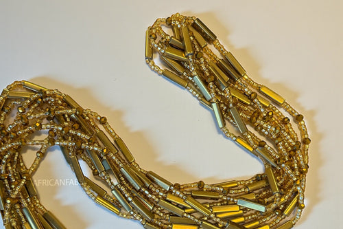 Waist Beads / Afrikanische Taillenkette - Amina - Gold (Traditionelle nicht elastische Schnur)