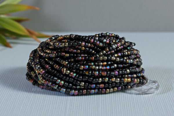 Waist Beads / Afrikanische Taillenkette - Egidi - Schwarz (Traditionelle nicht elastische Schnur)