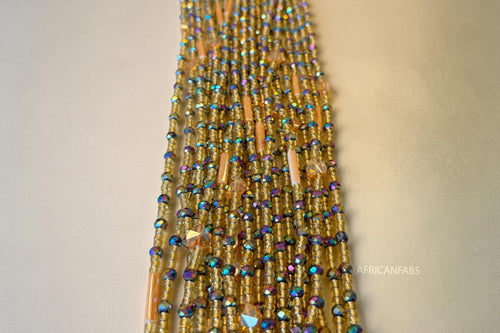 Waist Beads / Afrikanische Taillenkette - Gold Crystal Abimbola (Traditionelle nicht elastische Schnur)