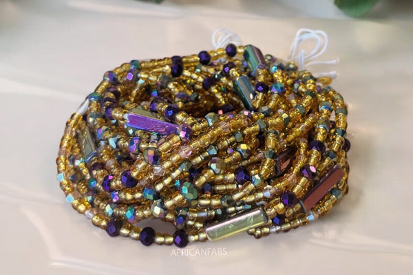 (Wichtig: bitte lesen) Waist Beads / Afrikanische Taillenkette - Gold mix  (Traditionelle nicht elastische Schnur)