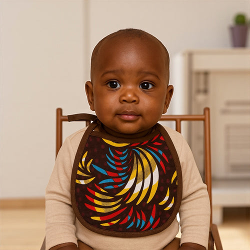 Afrikanischer Print Baby-Lätzchen - Mehrfarbige Federn (Unisex)