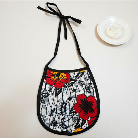 Afrikanischer Print Baby-Lätzchen - Hellgrau Blumen (Unisex)