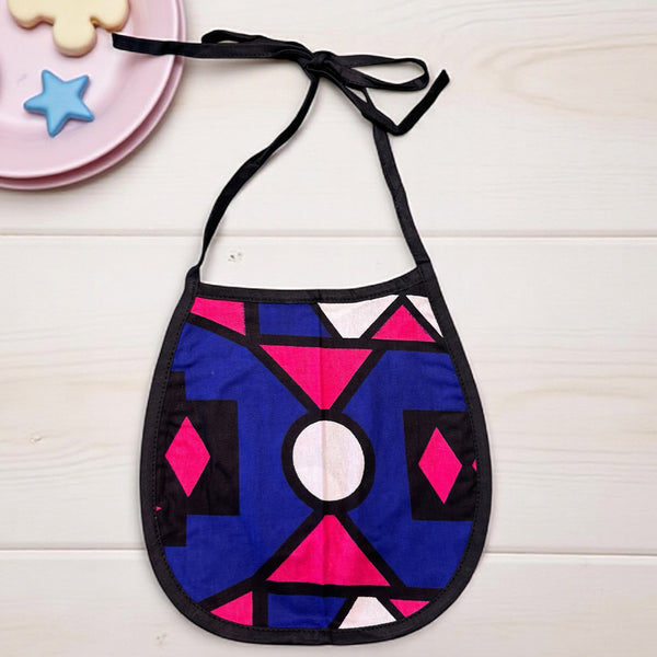 Afrikanischer Print Baby-Lätzchen - Blau Rosa Samakaka (Unisex)