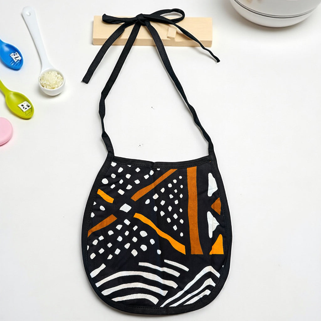 Afrikanischer Print Baby-Lätzchen - Schwarz Bogolan (Unisex)