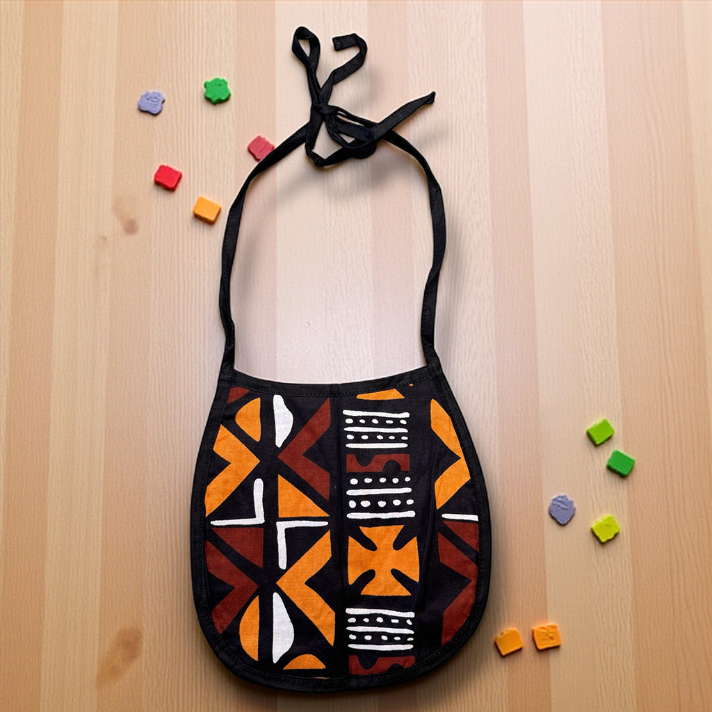 Afrikanischer Print Baby-Lätzchen - Braun Kreuz Bogolan (Unisex)