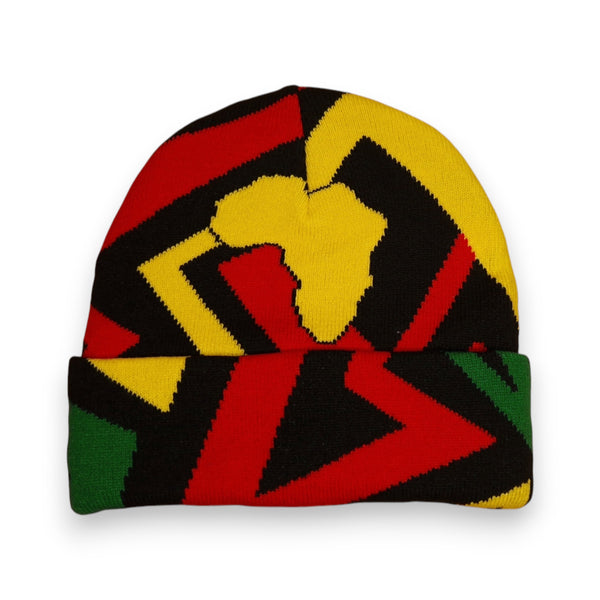 Afrikanische Wintermütze / Beanie - Grün Gelb Red Pan Africa