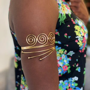Afrikanischer Stil Oberarm-Armband Armreif Ornament - 3 Sisters - Gold