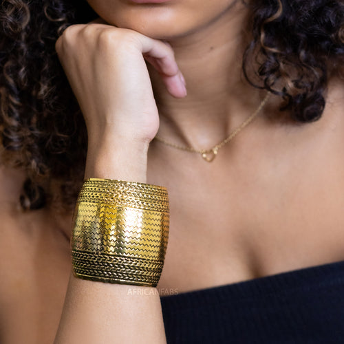 Afrikanischer Stil Armspange Armband - Wellen - Gold