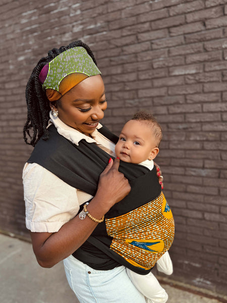 Babytragetuch mit afrikanischem Print / Baby sling / Tragetuch - Orange / Gelb Speedbird
