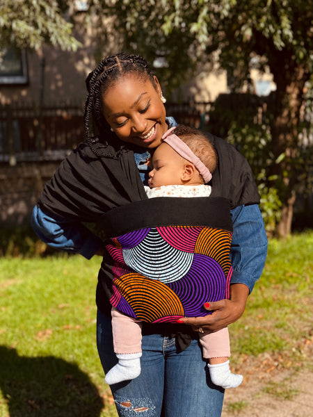 Babytragetuch mit afrikanischem Print / Baby sling / Tragetuch - Orange & Lila Concentric Circle Design