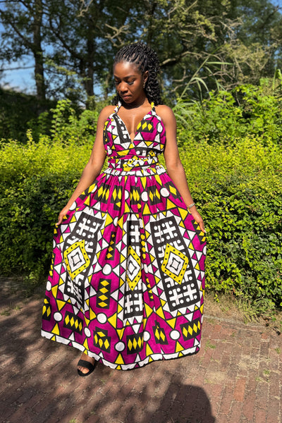 Afrikanischer Print  Infinity Multiway Maxikleid - Lila Samakaka