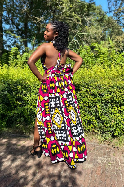 Afrikanischer Print  Infinity Multiway Maxikleid - Lila Samakaka