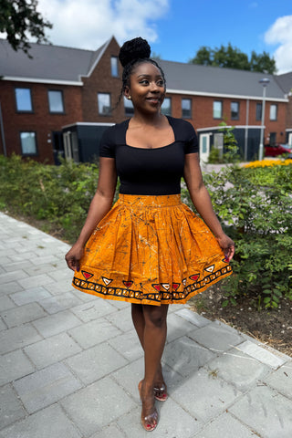 Afrikanischer Print Minirock - Senf Kampala  pattern