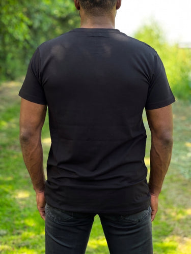 T-Shirt mit afrikanischem Druck - Bordeauxorange Bogolan Symbole Reifen