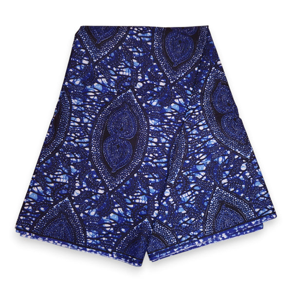 African Wax print fabric - Blue and Bronze Hidden Leaf Relic - 100% cotton
