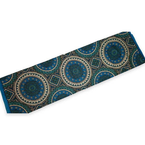 Afrikanischer Wax Print Stoff - Blau und Petrol Sacred Circle Patterns - 100% Baumwolle