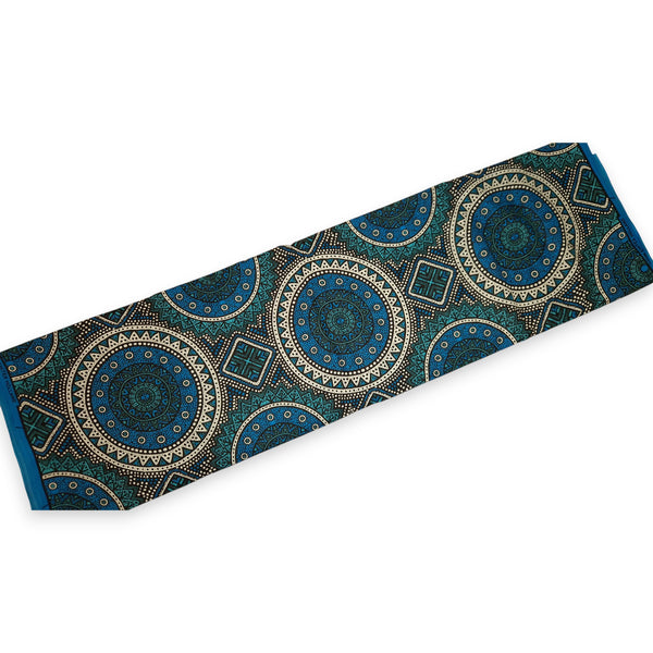 Afrikanischer Wax Print Stoff - Blau und Petrol Sacred Circle Patterns - 100% Baumwolle