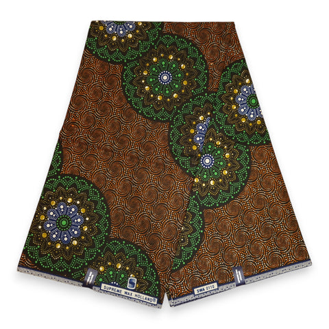 Afrikanischer Stoff - Grün dotted print - 100 % Baumwolle