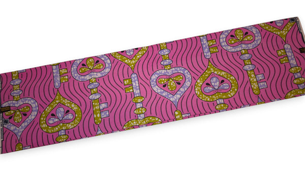 Afrikanischer Stoff - Rosa Olivgrün Keys - Super Wax 100% feine Baumwolle