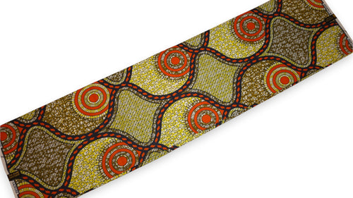 Afrikanischer Stoff - Gelb Orange Circle Link Mosaic - Super Wax 100% feine Baumwolle