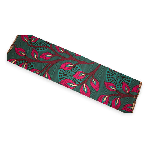 Afrikanischer Wax Print Stoff - Grün Rosa Radiant Leaf Orbit - 100% Baumwolle