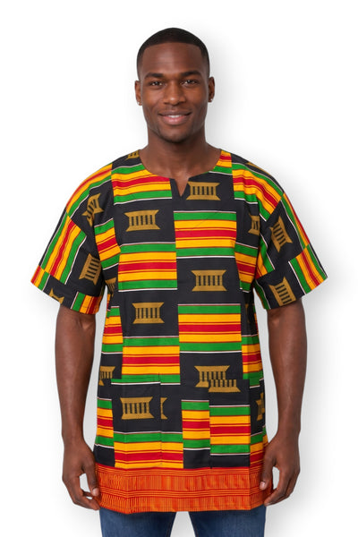 Dashiki Shirt / Dashiki Kleid - Schwarz Pan Africa Kente - Afrikanisches Top - Unisex