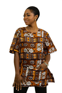 Dashiki Shirt / Dashiki Kleid - Braune Muster Bogolan - Afrikanisches Top - Unisex