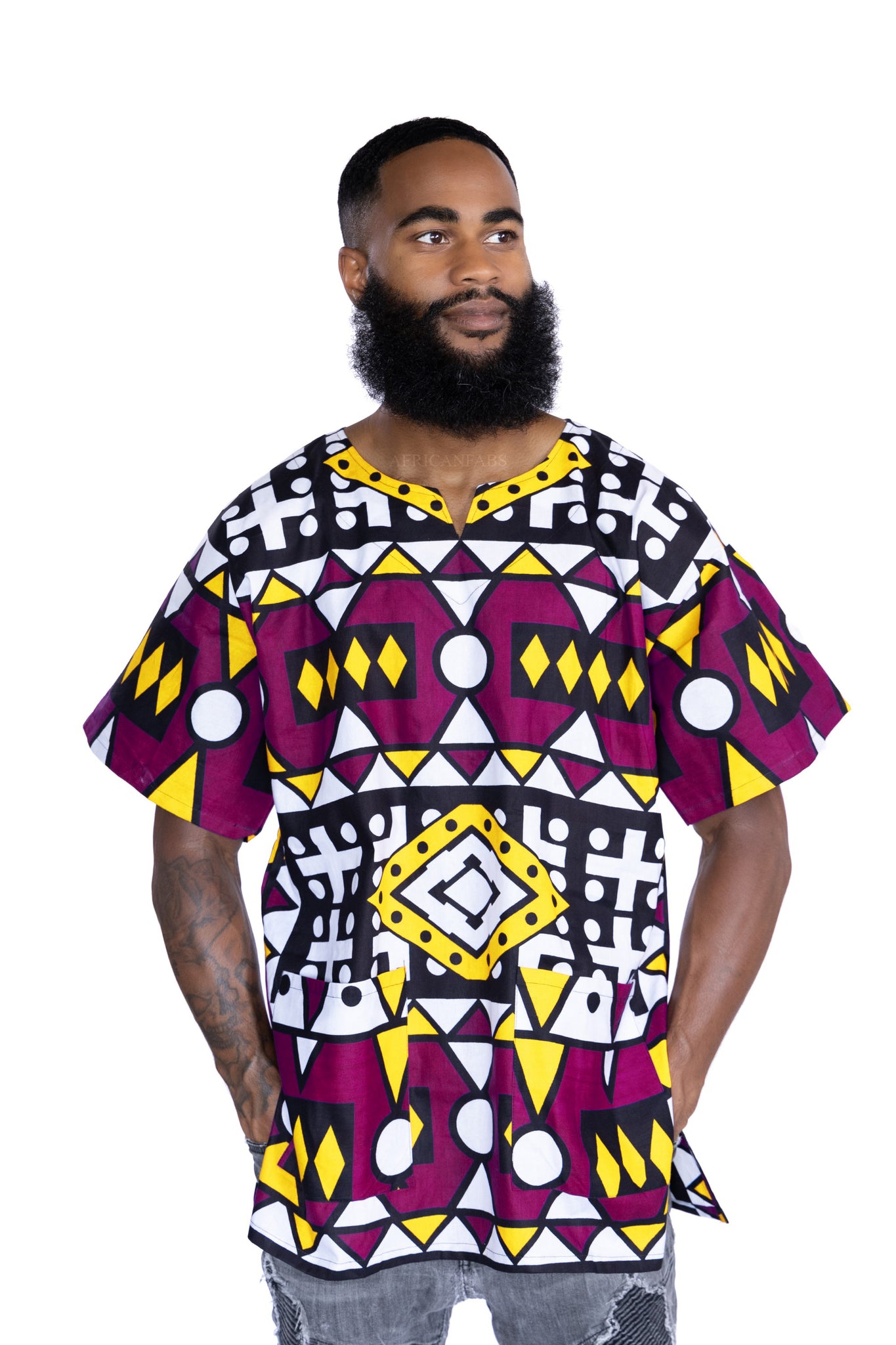 Dashiki Shirt / Dashiki Kleid - Lila Samakaka - Afrikanisches Top - Unisex