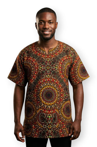 Dashiki Shirt / Dashiki Kleid - Braun Orange Savanna Sun - Afrikanisches Top - Unisex