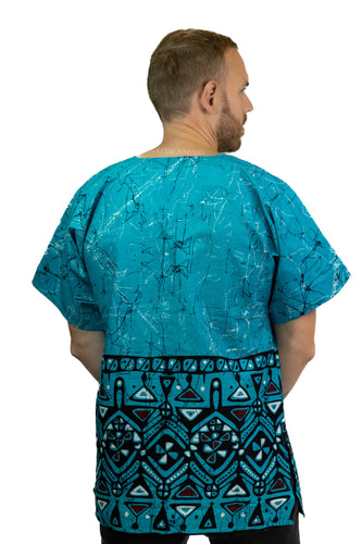 Dashiki Shirt / Dashiki Kleid - Türkis Kampala - Afrikanisches Top - Unisex