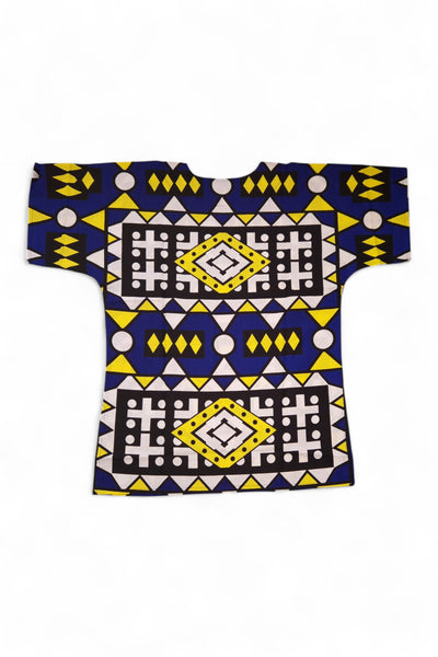 Dashiki Shirt / Dashiki Kleid - Blau Gelb Samakaka - Afrikanisches Top - Unisex