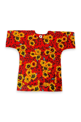 Dashiki Shirt / Dashiki Kleid - Rot Flowers - Afrikanisches Top - Unisex