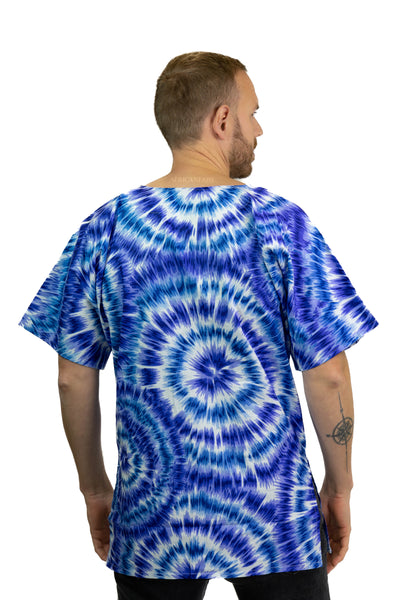 Dashiki Shirt / Dashiki Kleid - Blau Tie Dye - Afrikanisches Top - Unisex