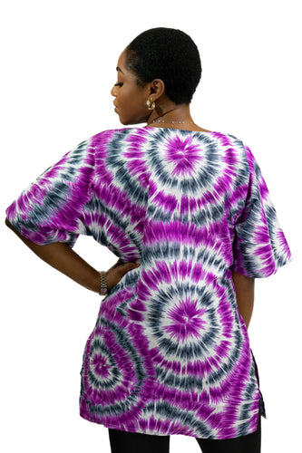 Dashiki Shirt / Dashiki Kleid - Lila Tie Dye - Afrikanisches Top - Unisex