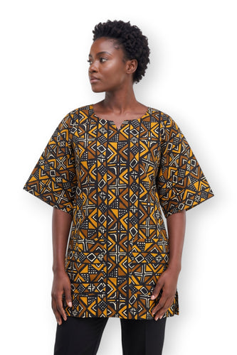 Dashiki Shirt / Dashiki Kleid - Braun Bogolan Heritage - Afrikanisches Top - Unisex