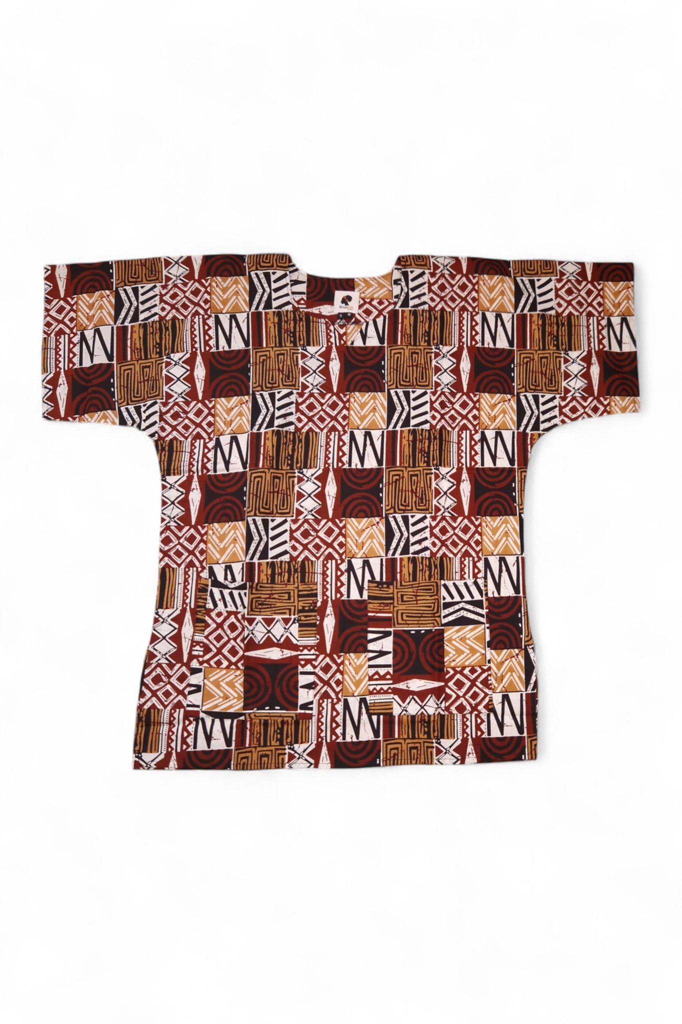 Dashiki Shirt / Dashiki Kleid - Braun Bogolan Mosaic - Afrikanisches Top - Unisex