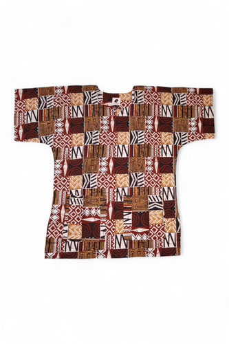 Dashiki Shirt / Dashiki Kleid - Braun Bogolan Mosaic - Afrikanisches Top - Unisex