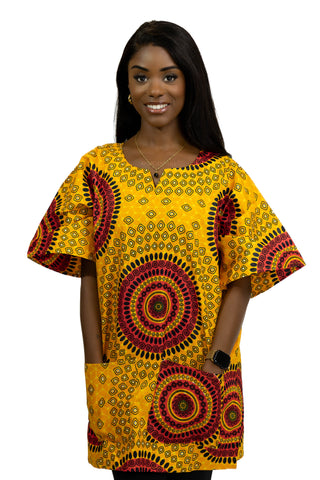 Dashiki Shirt / Dashiki Kleid - Orange Dotted Patterns - Afrikanisches Top - Unisex