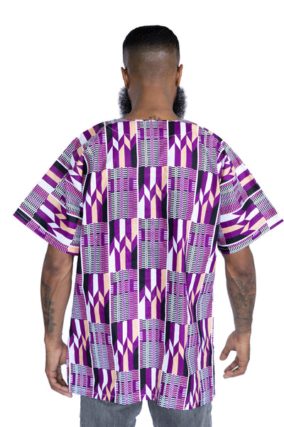 Dashiki Shirt / Dashiki Kleid - Lila Kente - Afrikanisches Top - Unisex