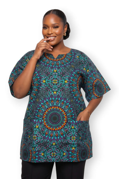 Turquoise Purple Ocean Eye Dashiki Shirt / Dashiki Dress - African print top - Unisex