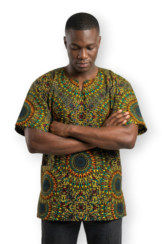 Dashiki Shirt / Dashiki Kleid - Gelb Grün Sunburst - Afrikanisches Top - Unisex