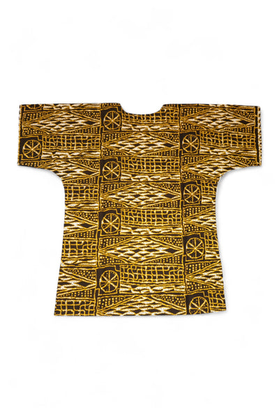 Dashiki Shirt / Dashiki Kleid - Schwarz Gelb Ndop Cameroon - Afrikanisches Top - Unisex