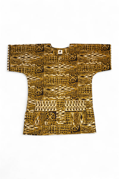 Dashiki Shirt / Dashiki Kleid - Schwarz Gelb Ndop Cameroon - Afrikanisches Top - Unisex