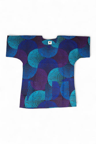 Dashiki Shirt / Dashiki Kleid - Blau & Türkis Concentric Circle Design - Afrikanisches Top - Unisex