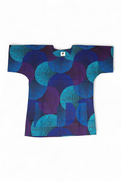 Dashiki Shirt / Dashiki Kleid - Blau & Türkis Concentric Circle Design - Afrikanisches Top - Unisex