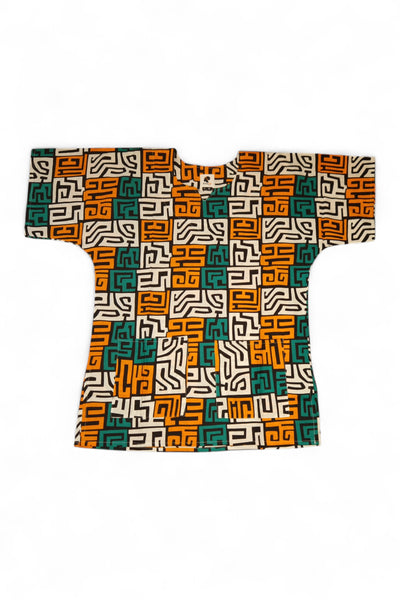 Dashiki Shirt / Dashiki Kleid - Petrol & Gelborange Kuba Blocks - Afrikanisches Top - Unisex